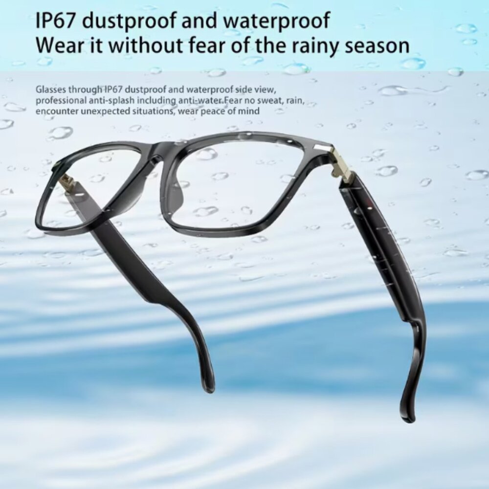 Bluetooth AI Smart Glasses Speakers Eyewear Translator Headphones Black